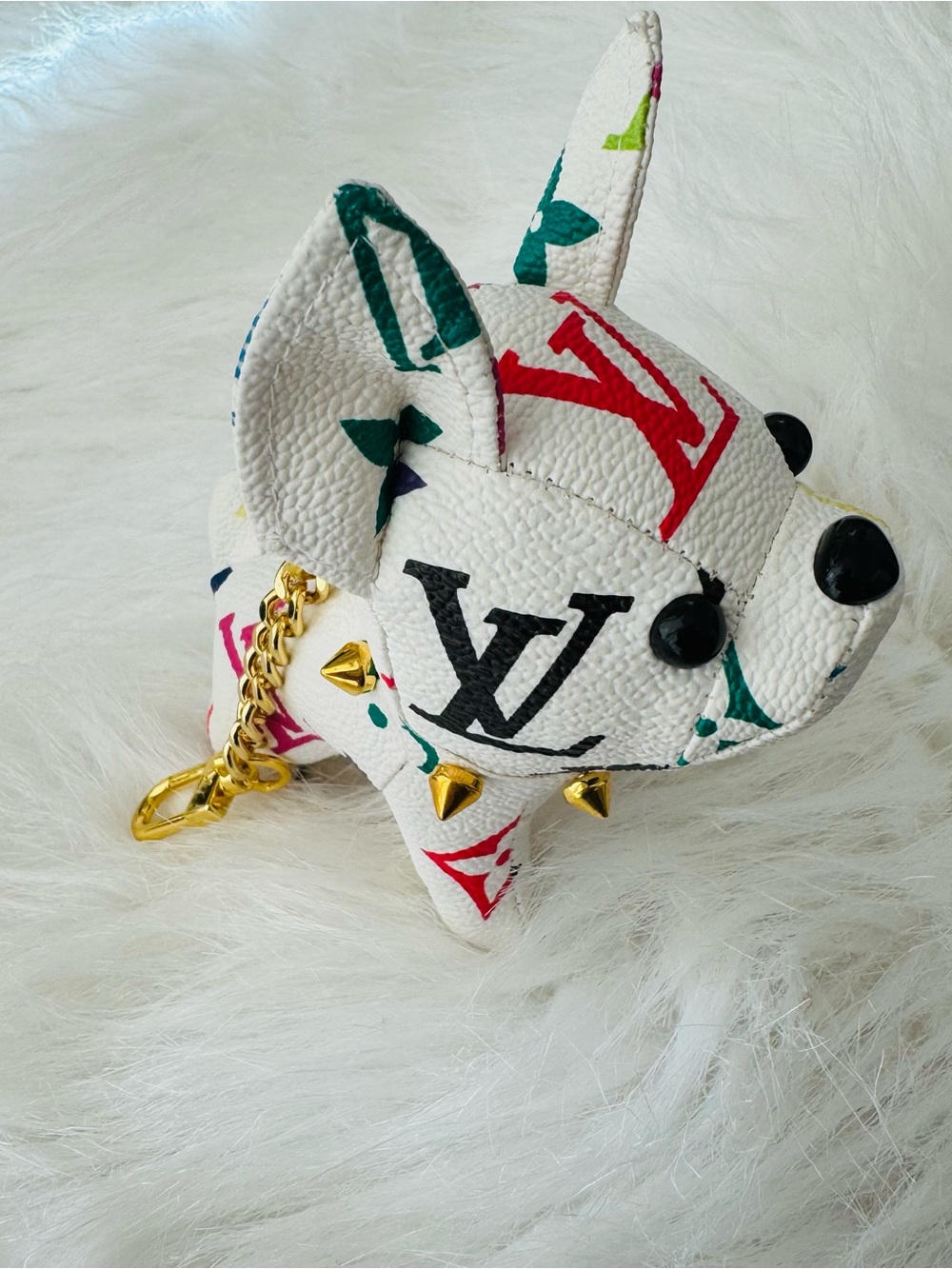 ✨ BRAND NEW! Handmade Reworked Luxury Monogram Mini Dog Bag Charm Keychain ✨ - Picture 2 of 3